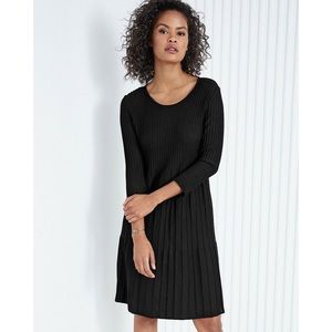 Eileen Fisher washable wool stitch pleated midi dress